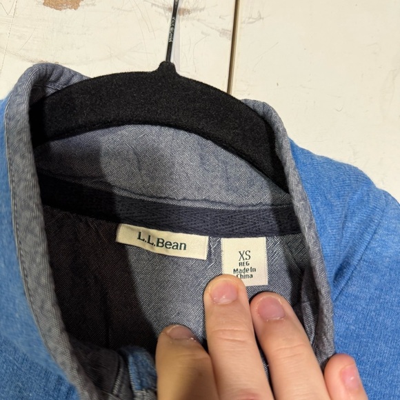 L.L. Bean Striped Rugby Pullover Henley Blue and White Size XS Preppy Cotton - Picture 7 of 9